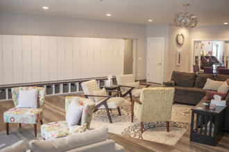 This common area is used by residents, staff, and guests alike to visit with each other.