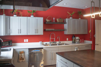 Ladies take turns planning and preparing meals for the home in our commercial kitchen.