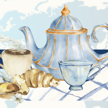 Tea pot and world set up